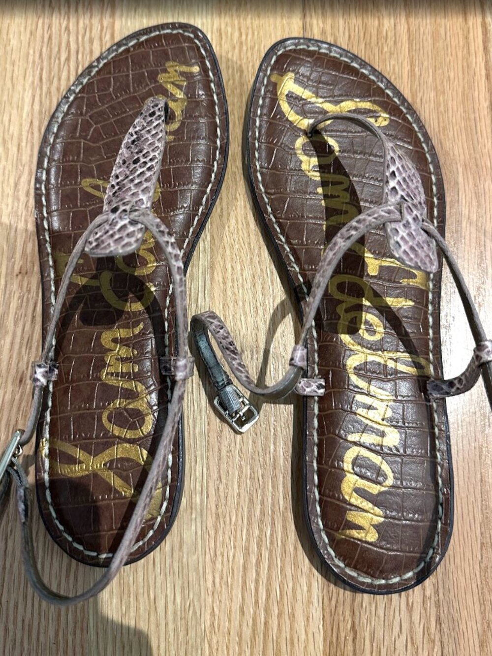 New in Box Sam Edelman Gigi Pale Pink Snake Sandals Size 9 Leather